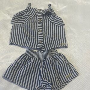 Juicy Couture Navy & White Striped Button-Front Tank